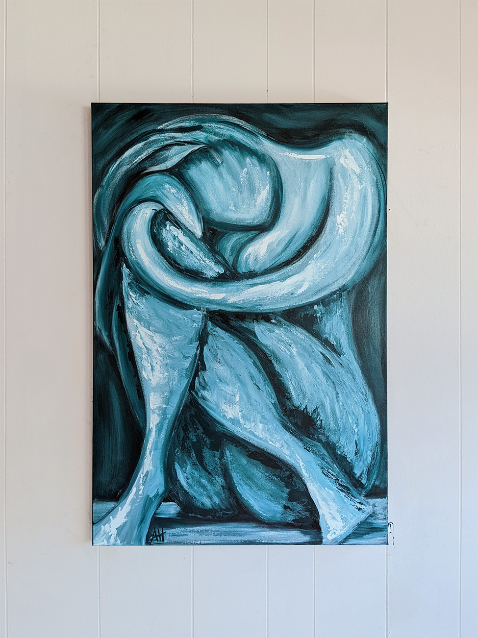 Bare hug - original painting on 36x24 gallery-wrapped canvas