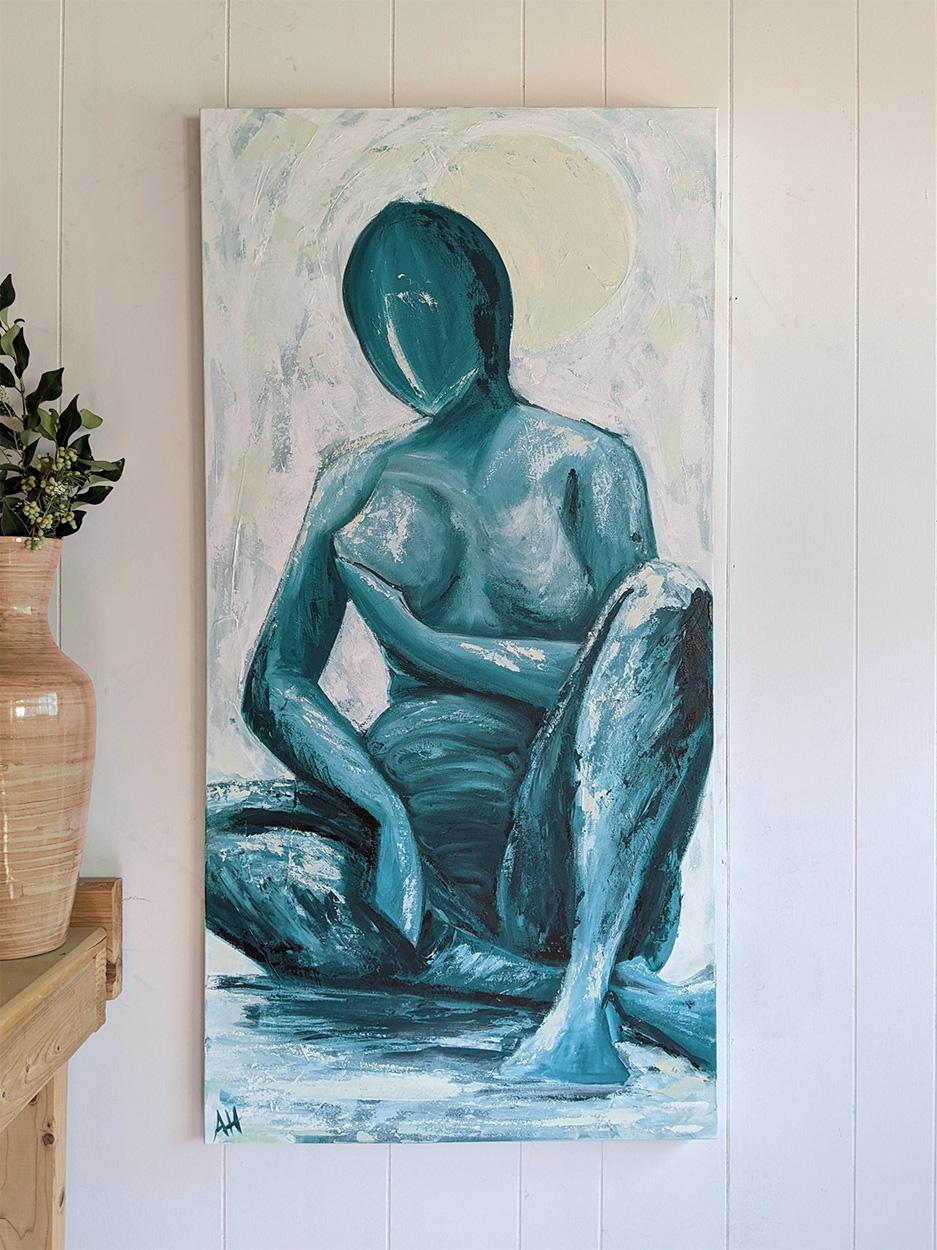 Heaviness in the chest - original painting on 48x24 gallery-wrapped canvas