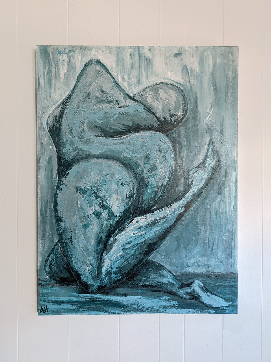 On hands and knees - original painting on 40x30 gallery-wrapped canvas