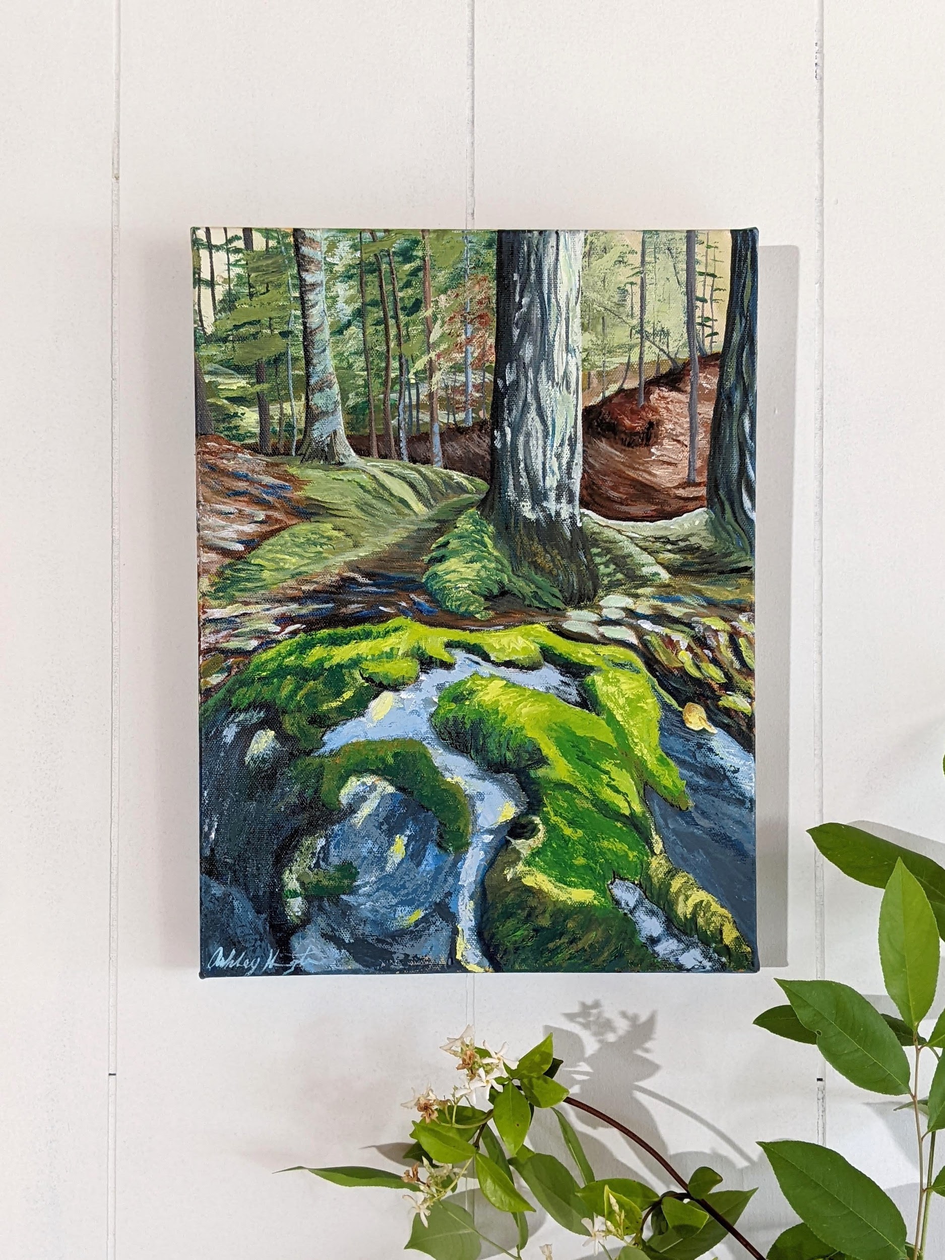 Fuzzy Forest Floor - original landscape painting on 16x12 gallery-wrapped canvas