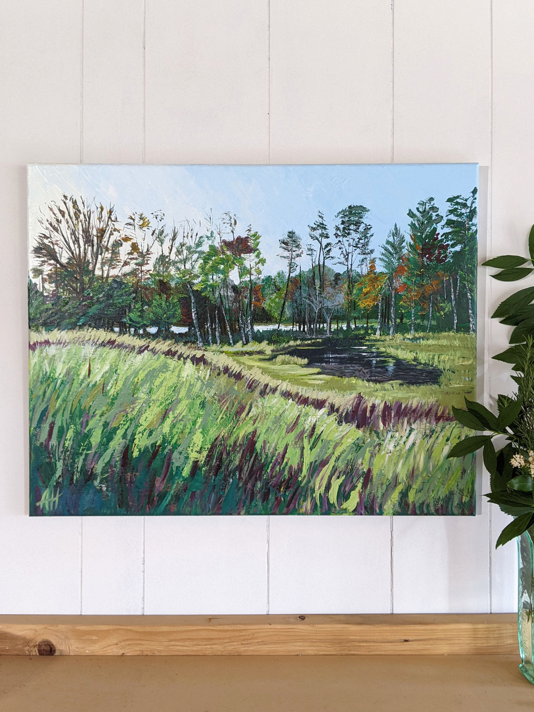 On The Other Side - original landscape painting on 22x28 stretched canvas