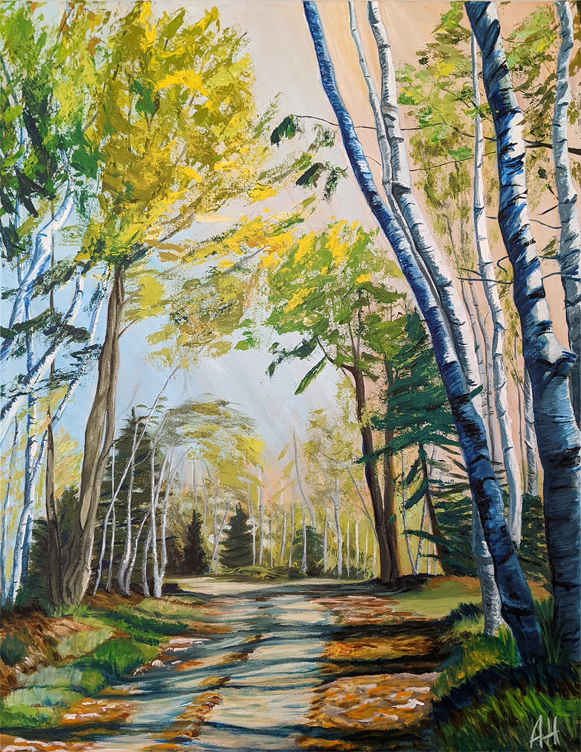 Looking Back - original landscape painting on 24x18 gallery-wrapped canvas