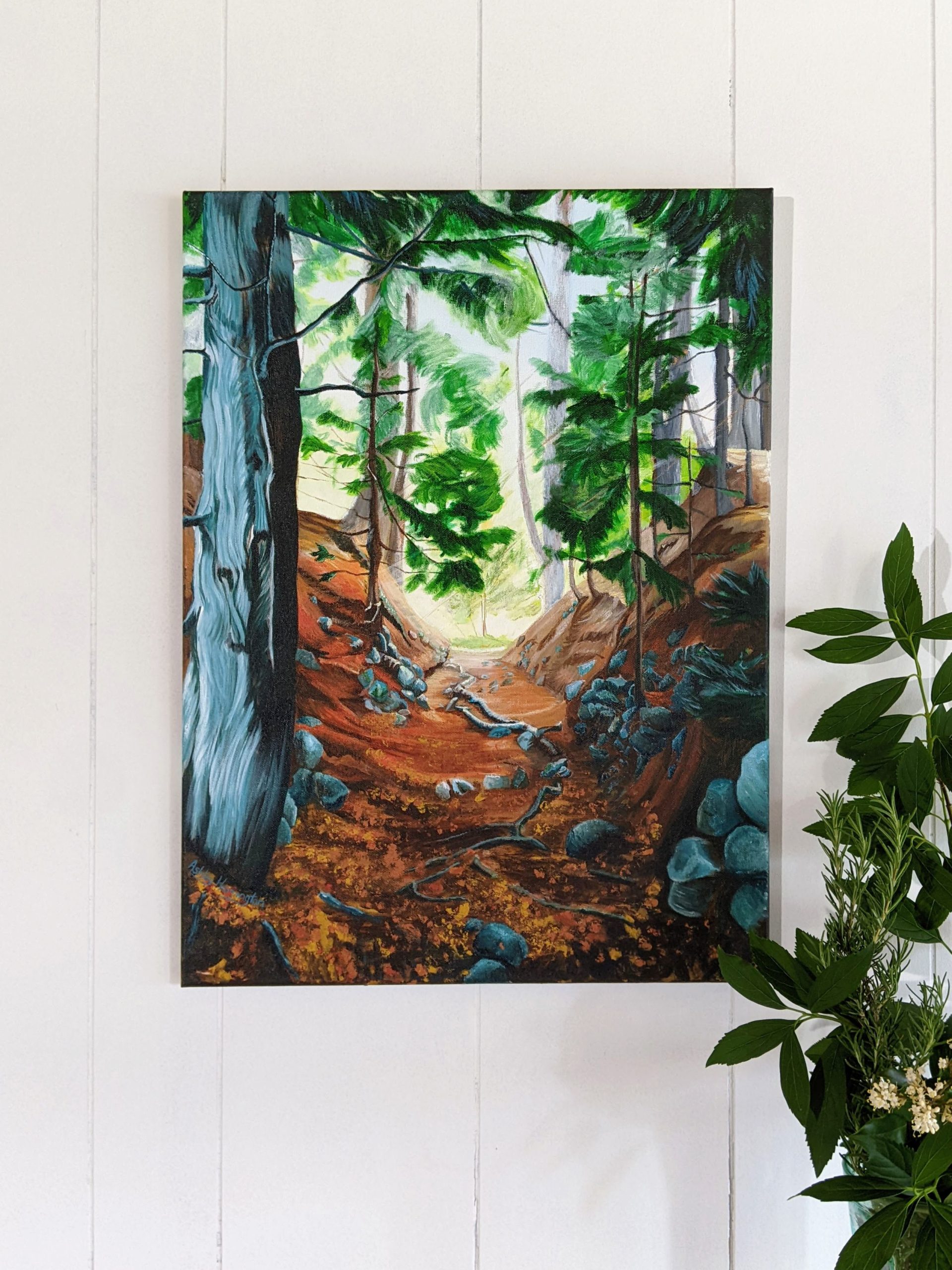 Secret Spot - original landscape painting on 24x18 stretched canvas